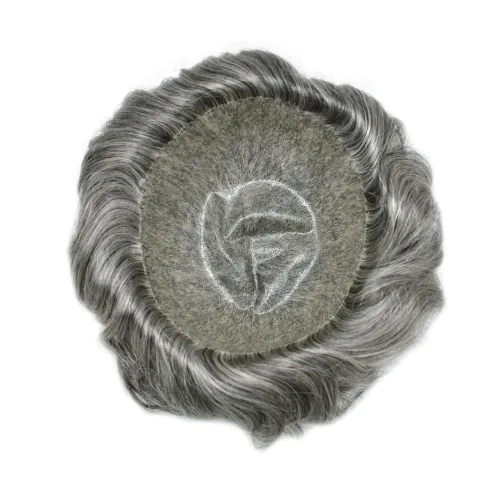Vista 195 de Toupee para hombre 100% cabello humano real tupé para hombres 0.004 in piel de poliuretano para hombre, sistema de reemplazo de piezas de pelo
