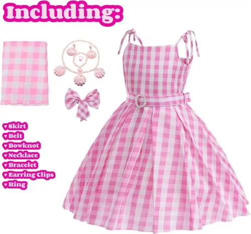 Vista 2 de LG LOUIS GARDEN Disfraz de cosplay para mujer, vestido rosa para adultos, película princesa, fiesta, Halloween, muñeca, falda de cosplay