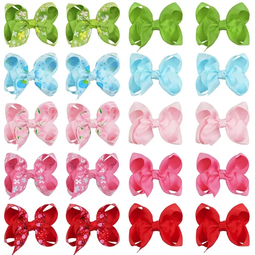 Vista 12 de 20 PIEZAS Lazos para el Cabello de 3 Pulgadas para Niñas Cinta de Grogrén Accesorios para el Cabello de Niñas Pequeñas con Pinzas de Cocodrilo