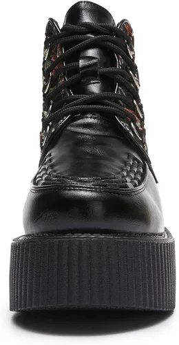 Vista 3 de RoseG Women's High Top Suede Lace Up Flat Platform Creepers Shoes Boots