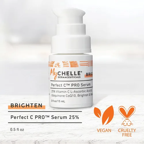 Vista 2 de Mychelle Dermaceuticals Perfect C Pro Suero, nivel profesional 25% (0.5 onzas líquidas) suero de vitamina C de ácido L-ascórbico – Cuidado