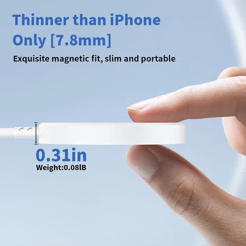 Vista 5 de Cargador inalámbrico magnético para iPhone, [certificado Apple MFi] Cable de carga Apple Mag-Safe de 6 pies, almohadilla de carga inalámbrica