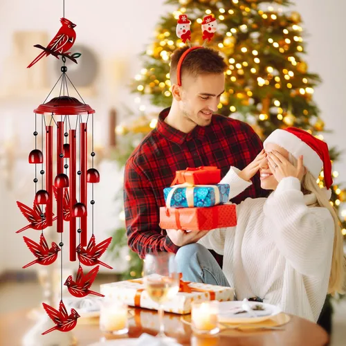 Vista 9 de YHmall Campanillas de viento cardenales para exteriores, regalos cardenales para mujeres, tonos relajantes, campanillas de viento conmemorativas