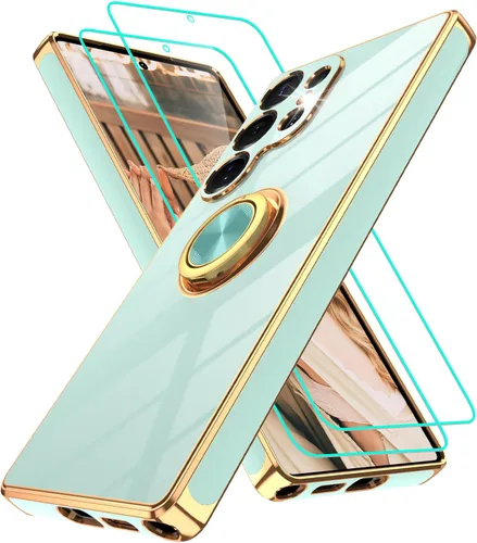 Vista 150 de Funda para Motorola Moto G 5G 2024: Funda Moto G Play 5G 2024 con 2 piezas de protectores de pantalla, soporte de anillo de rotación de 360°