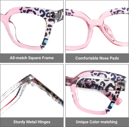 Vista 43 de Zeelool Gafas de luz azul para mujer de moda de tira cuadrada de moda gafas de computadora gafas antifatiga ocular Malcolm JGA000269-22B