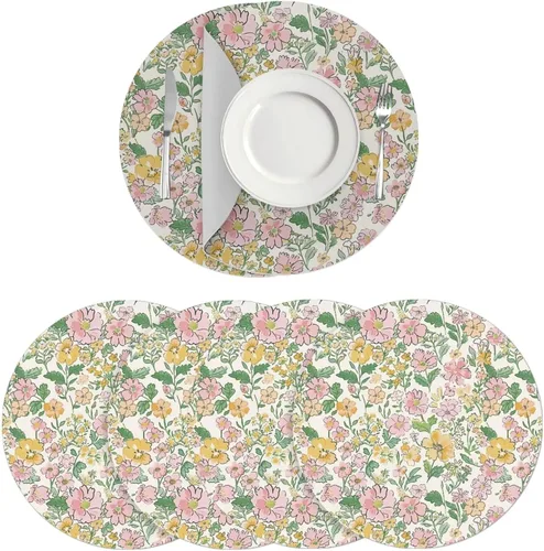 Vista 89 de Manteles individuales de cuero de girasol, lavables, redondos, impermeables y de fácil mantenimiento, decoración de cocina, accesorios de mesa