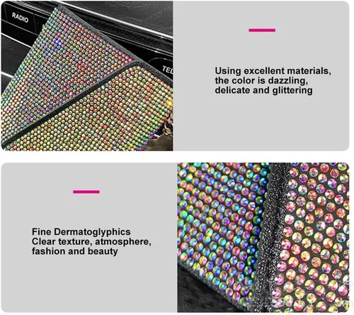 Vista 5 de ikasus Bling Bling - Funda para tarjetas con bolsillo de piel, con cremallera, multifuncional, de gran capacidad, con diamantes de imitación