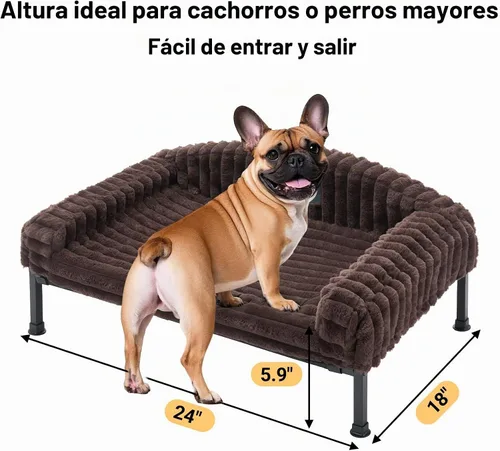 Vista 2 de Veehoo Cama elevada para perros con cojín de cojín, sofá cama de felpa esponjosa para perros pequeños, gatos, cuna elevada lavable para mascotas
