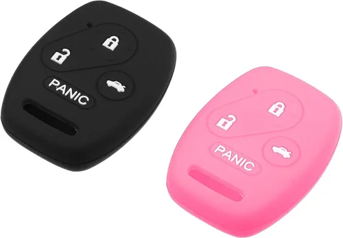 Vista 9 de Estuche protector de llave inteligente con 4 botones para Honda Accord Civic CR-V Element Pilot, de silicona, negro y azul (Paquete de 2)