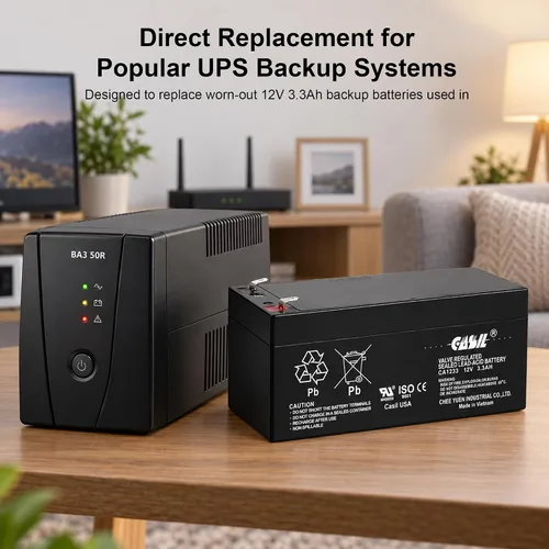 Vista 3 de Casil Batería de repuesto de 12V 3.3Ah para Amstron AP1232 AP-1234 AP123 APC Back-UPS ES 350 ES BE325-CN/B ES BE350C / BE3 UPS ES350 BE350R BP3-12