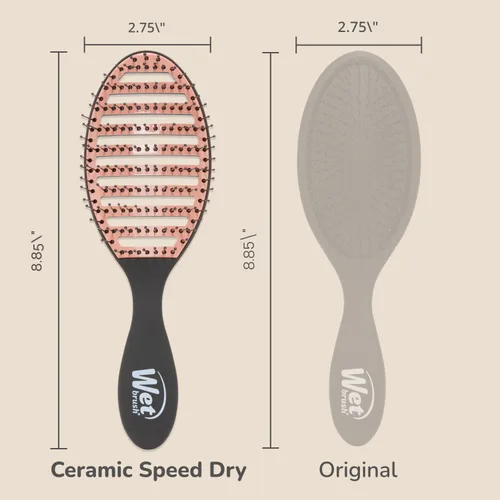 Vista 5 de Wet Brush - Cepillo de cerámica para desenredar en seco, color negro, cepillo ventilado para el cabello
