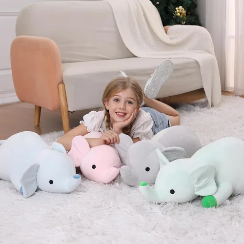 Vista 6 de OurHonor Animales de Peluche con Peso, Peluche de Elefante con Peso de 4.2lbs de 24 Pulgadas de Felpa Suave, Almohada de Elefante de Peluche