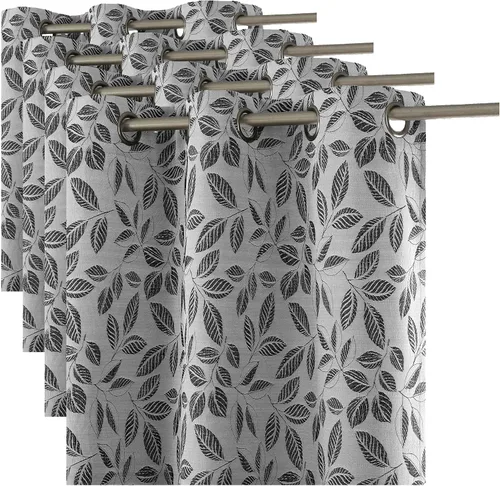 Vista 8 de Sun Zero Satti Panel de cortina 100% opaca con ojales bordados, perla/gris, 40 pulgadas de ancho x 84 pulgadas de largo (1 panel)