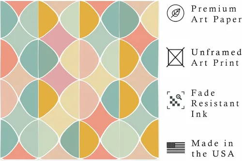 Vista 2 de Ethan Taylor Abstract Wall Art Prints Unframed Square Posters 'Retro 70s Hippie Pattern II' Retro Home Décor for Living Room, Bedroom, Office, 10 in