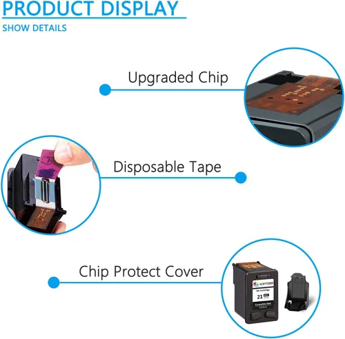 Vista 5 de Paquete de 8 cartuchos de tinta remanufacturados 21XL 22XL de repuesto para HP 21 XL C9351AN 22 XL C9352AN compatible con impresora DeskJet F4180
