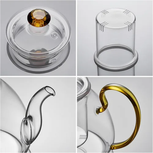 Vista 4 de Tetera de vidrio de gran capacidad con infusor extraíble, apta para estufa, vidrio de borosilicato grueso resistente al calor, 46 onzas líquidas