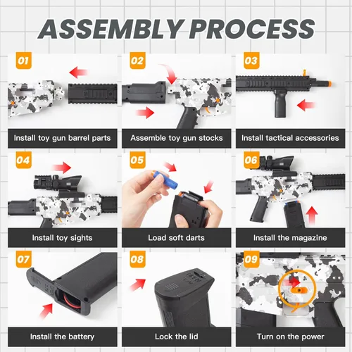 Vista 5 de Pistola de juguete realista para pistolas Nerf, dardos de espuma, con alcance de 120 balas suaves, 3 revistas, ametralladoras eléctricas