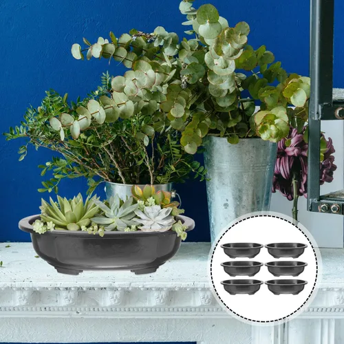 Vista 7 de GANAZONO 6 macetas de plástico para entrenamiento de bonsái, contenedor ovalado para plantas, maceta profunda con orificio de drenaje para el hogar