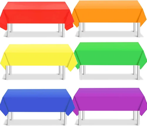 Vista 8 de Mantel de arco iris de plástico impermeable de plástico mexicano para fiesta mexicana, fundas rectangulares desechables para noche de taco, fiesta
