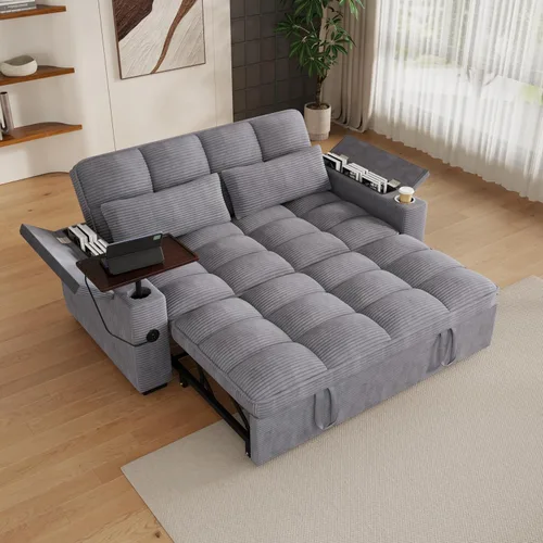 Vista 12 de KEIKI 65" 3-in-1 Sofa Bed, Folding Chenille Loveseat Sleeper with USB