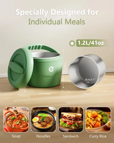Vista 5 de Esemoil Lonchera eléctrica para adultos, lonchera con calefacción más rápida de 80W, lonchera portátil con calentador de alimentos de 12V/24V/110V