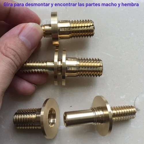 Vista 4 de Male-Lock Pool Snooker Cue Walking Cane Wood Stick Vacuum Quick Release Brass Joint Pin Connector