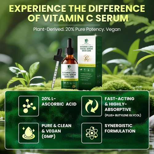 Vista 3 de Lukaree Suero de vitamina C para la cara – Suero facial de vitamina C iluminador con hialuronato de sodio Unifica el tono de la piel y suaviza