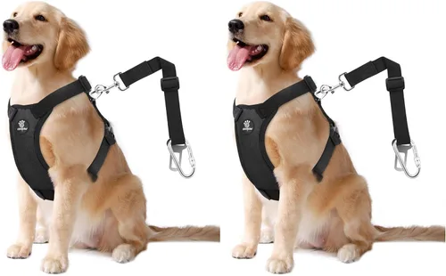 Vista 8 de VavoPaw Cinturón de seguridad para perro, chaleco de seguridad para coche con hebilla ajustable Cinturón de seguridad para perro para vehículo Negro