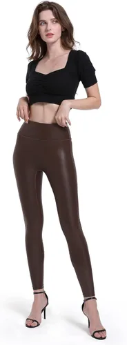Vista 6 de HARTPOR Leggings de piel sintética para mujer, elásticos, de cintura alta, brillantes, pantalones de cuero, leggings de piel de piel sintética