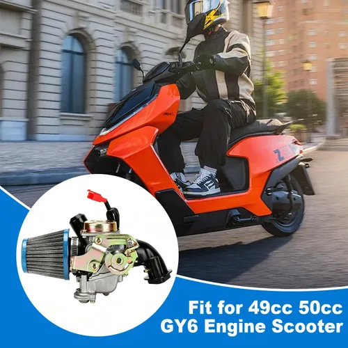 Vista 6 de Carburador 139QMB para GY6 50CC 49CC 4 tiempos Scooter Taotao Motor 0.709 in carb+ filtro de aire colector de admisión - Carburador de 50 cc