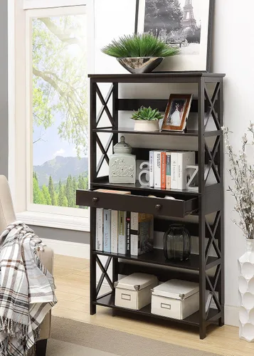 Vista 5 de Convenience Concepts Oxford - Estantería de 5 niveles con cajón, color negro