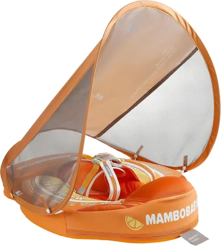 Vista 14 de Mambobaby Flotador con Cola para Bebé con Toldo, Flotador de Piscina Infantil, Entrenador de Natación para Bebés, Flotador de Agua sin Aire, Ángel