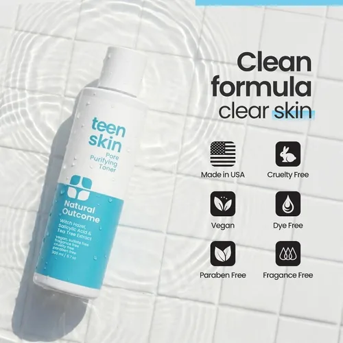 Vista 4 de natural outcome Skin Care - Tónico facial aclarante para el acné para adolescentes, ácido salicílico, astringente facial para eliminar el acné