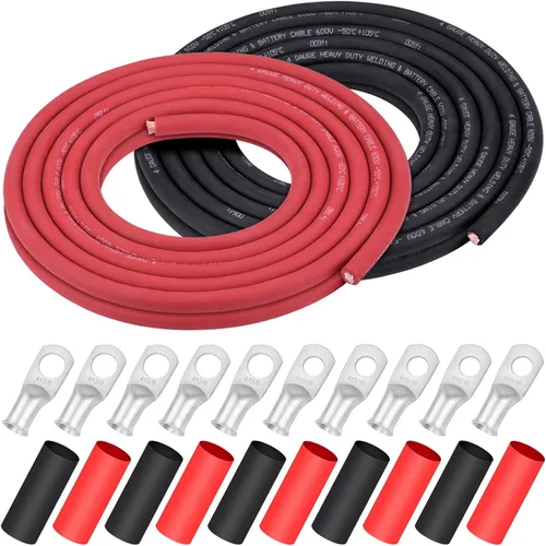 Vista 24 de iGreely Alambre Calibre 6 AWG 20 Pies Negro + 20 Pies Rojo Batería de Soldadura Cable Ultra Flexible de Cobre Puro + 5 pzs de Conectores de Terminal