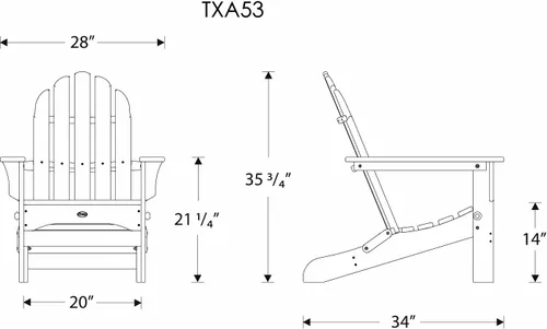 Vista 2 de Trex Outdoor Furniture silla plegable modelo Cape Cod Adirondack, piedra ( Stepping Stone)