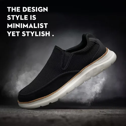 Vista 3 de Zapatos náuticos para hombre, mocasines casuales sin cordones para caminar, zapatillas de vestir de malla, Oxford de negocios para trabajo, suela
