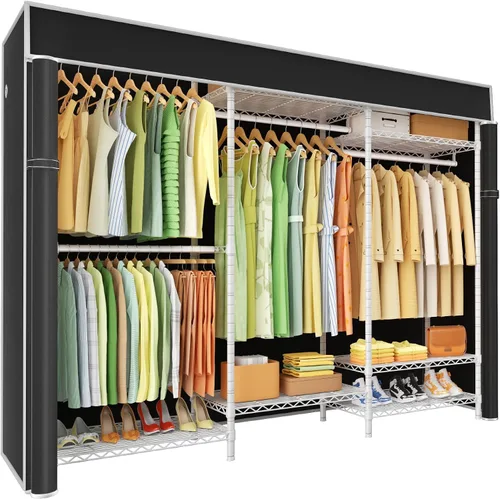 Vista 12 de Ulif E13C Sistema Organizador de Armario de Servicio Pesado, Estantes de Ropa Independientes para Colgar Ropa, Perchero Ajustable de 63" An x 16" Pr