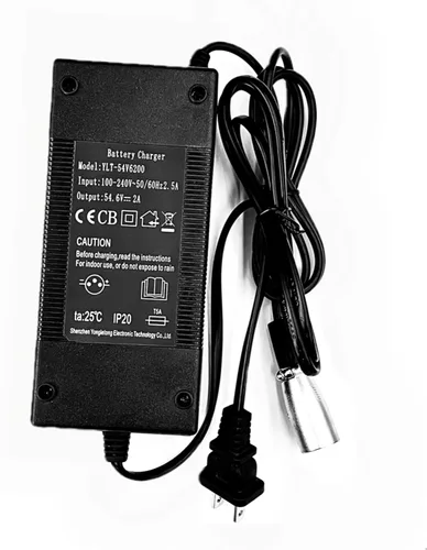Vista 4 de Reemplazo nueva bicicleta eléctrica ebike 48 V cargador de batería de litio 3 pin XLR enchufe 54.6 V 2A 13S