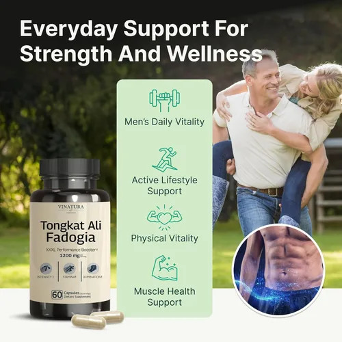 Vista 6 de Tongkat Ali Fadogia Agrestis - 1200 mg, mejorado con suplemento de refuerzo de óxido nítrico, Longjack Tongkat Ali para hombres, *Hecho y probado