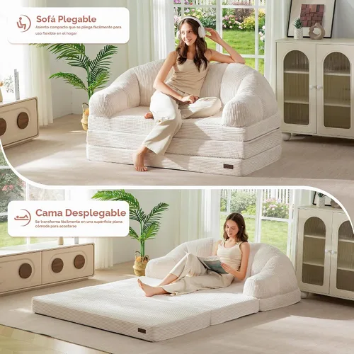 Vista 4 de MAXYOYO Sofá cama plegable con respaldo, sofá plegable sin hueso con asa