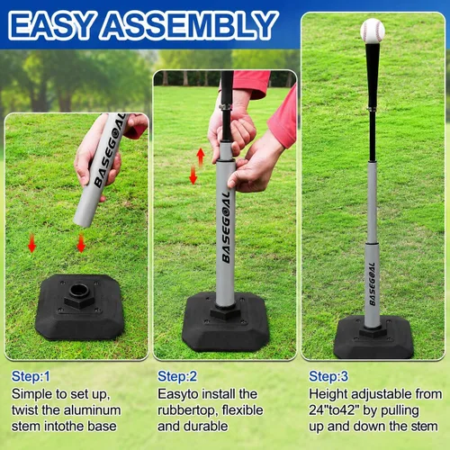 Vista 7 de BaseGoal Baseball Batting Tee with Heavy Duty Base,Adjustable Height