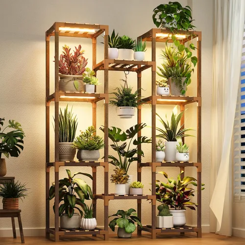 Vista 7 de Uneedem Soporte para plantas para interiores y exteriores, estante alto para múltiples plantas, 10 niveles, 11 macetas, estante grande para plantas