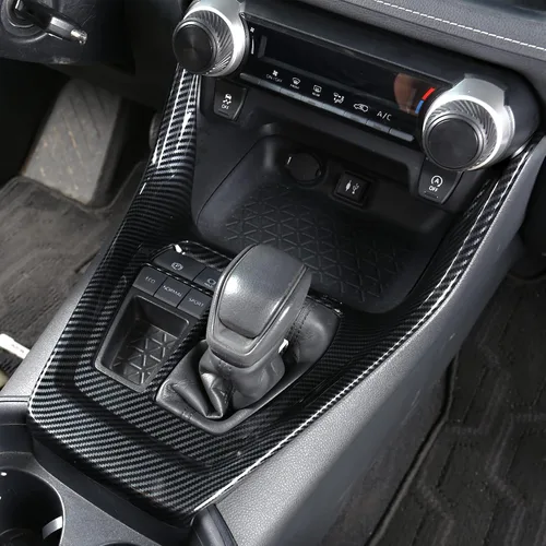 Vista 4 de para RAV4 2019-2025 Panel Protector de Cambios, Adornos del Portavasos, Cubierta del Pomo de Cambios Interior Consola Central Antiarañazos