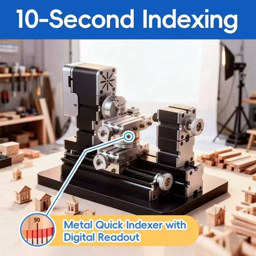 Vista 10 de Mini torno de metal de 60 W, 12,000 RPM, herramienta de 4 ejes para plástico acrílico de madera de metal suave, micro torno de precisión