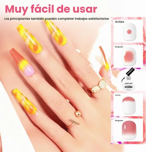 Vista 5 de JODSONE Esmalte de uñas en gel floreciente, 2 piezas de 10 ml de gel claro floreciente para mármol, acuarela, estampado floral, efectos de arte