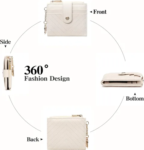 Vista 4 de GAEKEAO Billetera delgada para mujer, tarjetero con bloqueo RFID, billetera plegable con bolsillo para monedas con cremallera, ventana