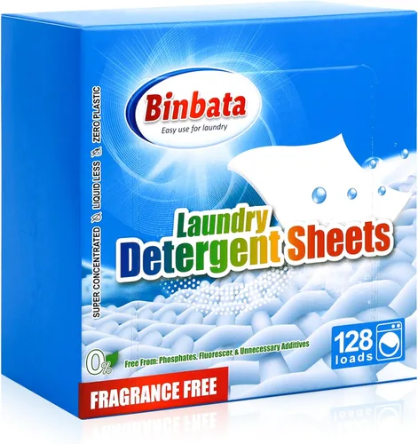 Vista 10 de Hojas de detergente para ropa Binbata, hasta 128 cargas con aroma a bayas, hipoalergénicas, ecológicas, biodegradables, sin plástico, sin líquido