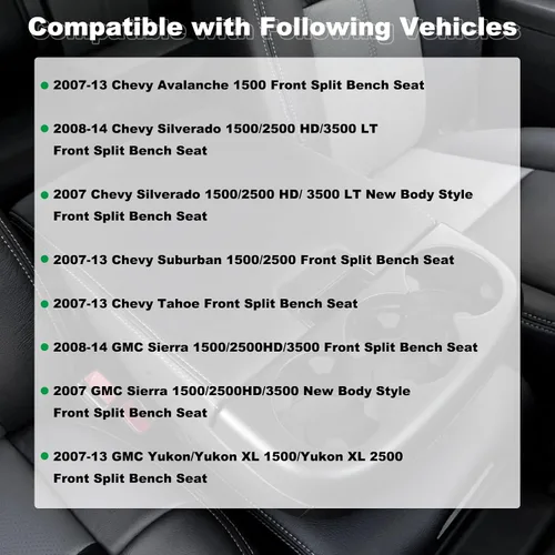 Vista 4 de NHILES Kit de tapa de consola central con pestillo compatible con Chevy Tahoe 2007-2013/Avalanche/Silverado 2008-2014/GMC Yukon (XL)/Sierra