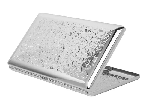 Vista 8 de Hermosa y elegante caja de cigarrillos de metal simple para damas y hombres con capacidad para 10 cigarrillos de 3.937 in (pistola de hierba negro)