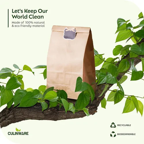 Vista 8 de Culinware Bolsas de papel kraft de 2 libras, bolsas de papel marrón duraderas para aperitivos, sándwich, pasteles, palomitas de maíz, comestibles